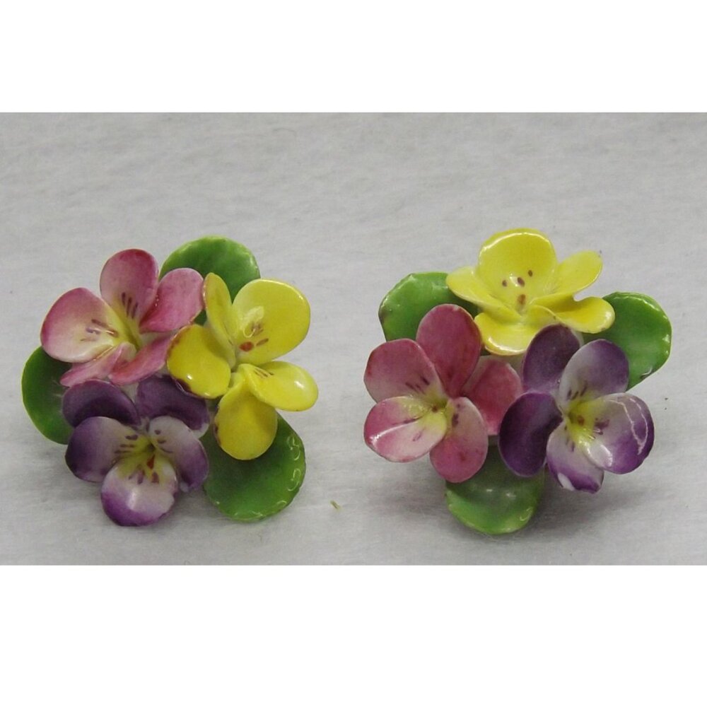 Vintage porcelain Crown Earrings